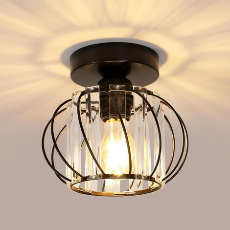 Moderne Kristall-Deckenleuchte E27 LED Mini-Kristall-Kronleuchter für Küche, Esszimmer, Schlafzimmer, Flur, Eingangsbereich (Schwarz) (1/5)