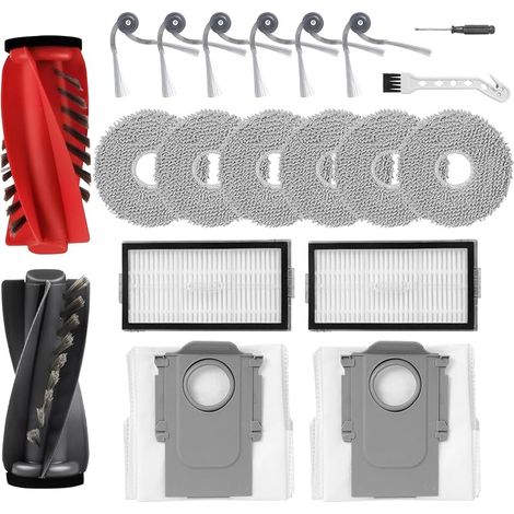 Kit di accessori da 20 pezzi per robot aspirapolvere Roborock Saros 20 / Saros 10R / Qrevo CurvX / Qrevo Curv 2 Pro / Qrevo Edge 2: 2 spazzole principali, 6 spazzole laterali, 6 panni, 2 filtri, 2 sac (1/5)