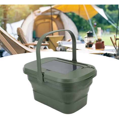 [Box de Rangement Camping] Grand Panier de Stockage Portable Folding, Capacité Large, Vert, PP/PET, Inox, 1646g (1/5)