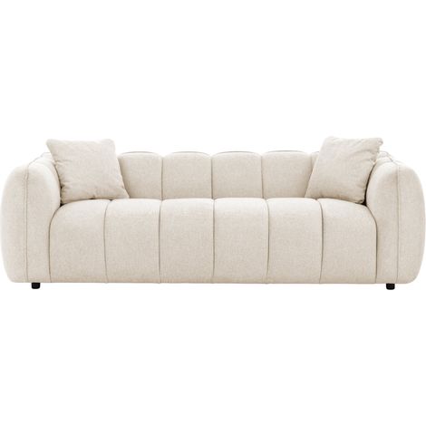 HAVANA - Canapé droit tissu lisse 3 places Beige (1/5)