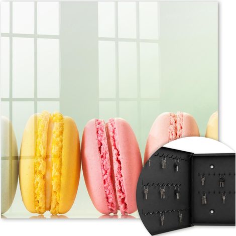 Armoire à clés - (30 cm x 30 cm) - Boîte à clés murale - Coffret de rangement pour clés - Couleur noire - Ouverture vers la gauche - Pour maison et bureau - Délices colorés