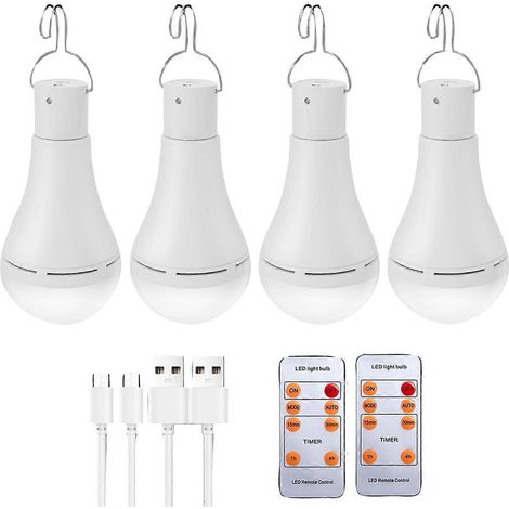 Wiederaufladbare USB-Glühbirne, Notbeleuchtung mit Batterie, 4 Stück (1/5)