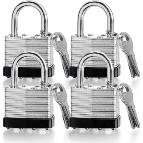 4x cadenas à clé identique, 40mm, corps en acier, pour extérieur
