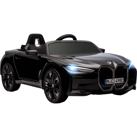 Beyamis Elektro-Kinderauto BMW i4 12V mit Fernbedienung, MP3-Player, Licht und Sicherheitsgurt, 115 x 67 x 45 cm, Schwarz