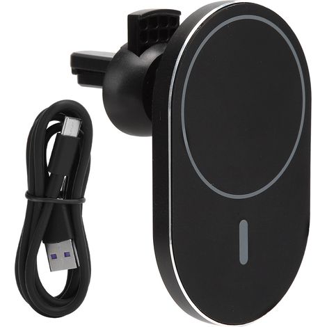 Support magnétique 15W pour téléphone voiture - Chargeur sans fil rapide - Noir (1/5)