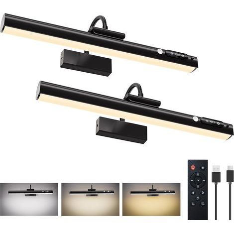 2 Applique Murale, Détecteur De Mouvement, Batterie 9000mAh, Led Sans Fil, 3 Températures, Tableau, Galerie (1/5)