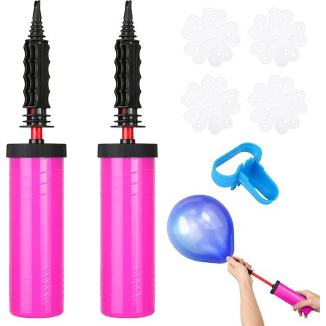 Lot de 2 pompes à ballons, gonfleur manuelle pour ballons d'anniversaire, mariages, fêtes, gonfleur de ballon avec nœuds et outil de cravate (1/5)