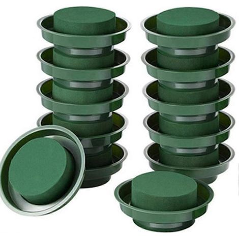 Lot de 8 supports pour compositions florales DIY pour allée de mariage, absorbant l'eau, pour la maison et le jardin, en mousse florale verte, pour maintenir les blocs de brique ronds. (1/4)