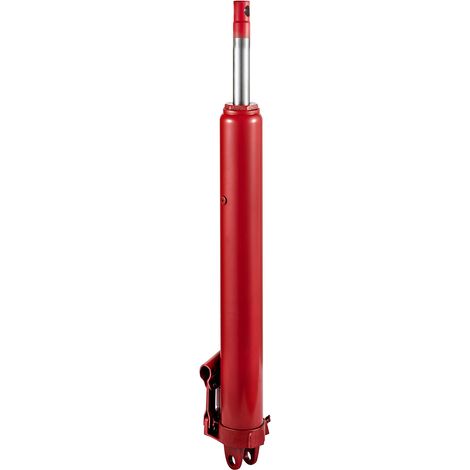 Vérin hydraulique long, 8 tonnes/17637 lb, pompe à piston unique, base à chape, manuel avec poignée, pour chariot élévateur d'atelier, rouge. (1/5)