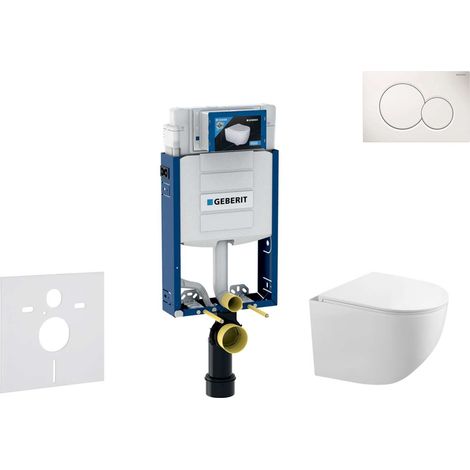 Geberit Combifix - Set con modulo di installazione, vaso WC Gaia e copriwater softclose, placca di comando Sigma01, bianco alpino SANI15CA3113