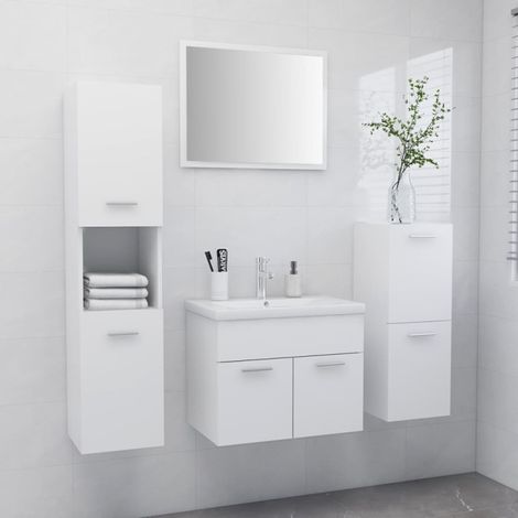 vidaXL Bathroom Furniture Set White Engineered Wood (804782+804997+804988)