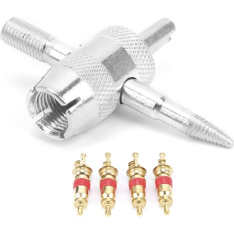 Kit d'outils pour obus de valve avec tige 4 en 1 pour motos, vélos, véhicules électriques et quads. (1/5)