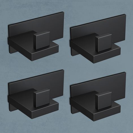 doporro Set 4 Ganci Adesivi da Parete in Acciaio Inox, Senza Forare, Antiruggine e Autoadesivi, Perfetti per Bagno, Cucina o Camera da Letto, Nero Opaco (1/5)
