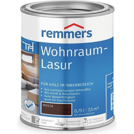 Remmers Wohnraum-Lasur mocca, 0,75 Liter, Holzlasur innen, für Möbel, Böden, Innentüren und Treppen geeignet, mit Abperleffekt