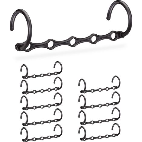 Cintres Set de 10 Gain de Place Crochet Organiseur penderie Cintre Magique, Vertical & Horizontal, 37 cm, Noir (1/5)