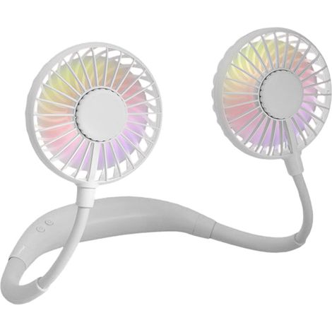 Ventilateur de cou portable ultra-silencieux et léger, rotation à 360°, rechargeable par USB, lumières LED colorées, longue autonomie-AquaForge (1/5)