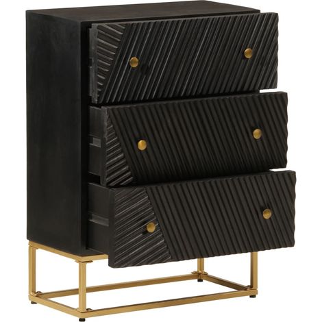 Maison Exclusive - Commode noir 55x30x76 cm bois massif de manguier et fer (1/5)