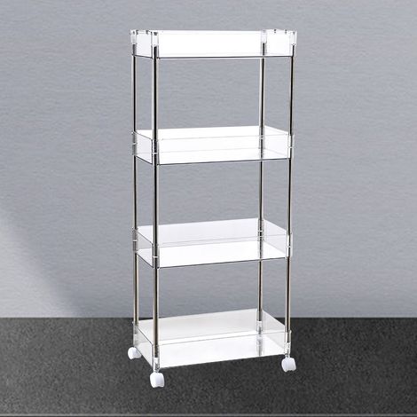 Étagère de Rangement Transparente en Acrylic à Roulettes 4 Échelles Mobile pour Cosmétiques et Snacks 86.2x37x20.5cm (1/5)