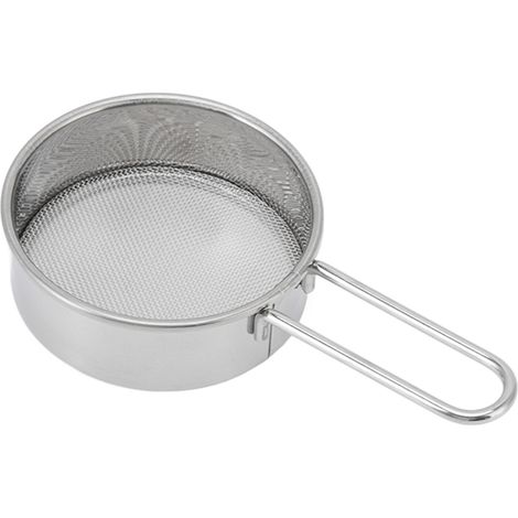 Leichtes Mehlsieb aus Edelstahl 304, leicht zu reinigen, ergonomischer Griff, rundes Siebgewebe zum Backen.