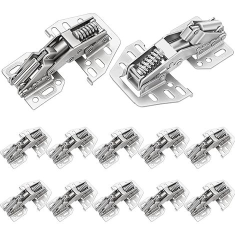 12 Piece Furniture Hinge 90° Self Closing Hardware Surface Fixing for Cabinet Cupboard Installation Stainless Color (1/5)