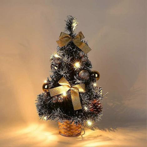 Árbol de Navidad pequeño con luces, mini árbol de Navidad decorado para escritorio (40 cm) (1/5)