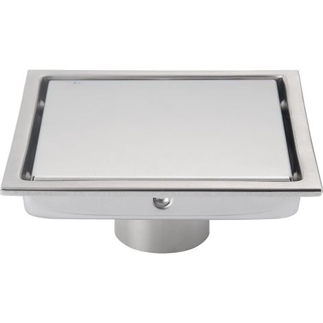 Bonde de douche carrée, 15,2 cm, nickel brossé, avec grille amovible, insert carrelé dissimulé, acier inoxydable SUS304 (1/4)