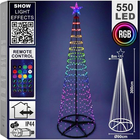 Basic-co Albero di Natale RGB 3 metri nero 550 LED (1/5)