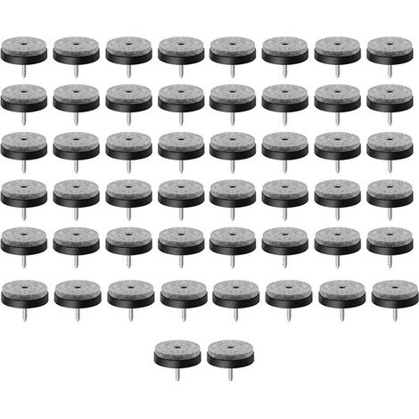 Patins en feutre avec vis, lot de 50 - Feutre noir 20 mm - Pour pieds de chaises et meubles - Protège les sols des rayures - Ronds (1/5)