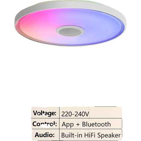 Plafonnier, Couleurs RGB, Haut-parleur Bluetooth, 37CM (1/2)