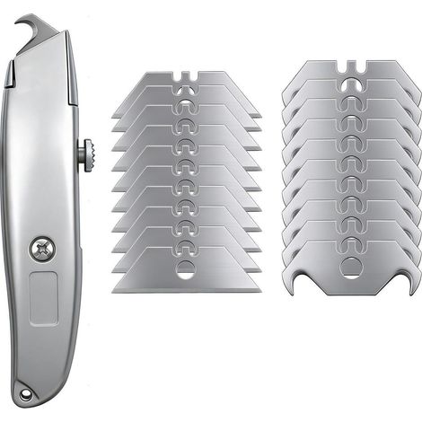 Profi Teppichmesser Set mit 20 Ersatzklingen für Teppich, PVC, Dachdecker