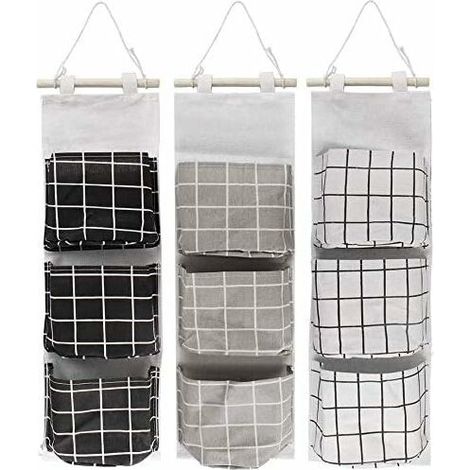 Wall Hanging Storage Bag 3PCS Waterproof Pockets Over Door Closet Organizer Box Linen Storage Bag 3 Semicircular Pockets Bag for Bedroom Bathroom office Kitchen Organizer Storage Bags