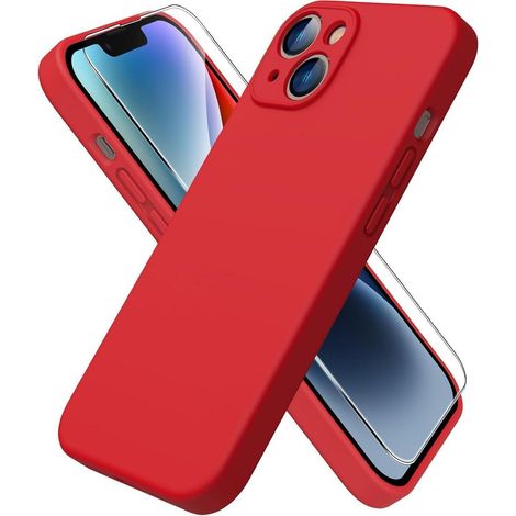 Handyhülle iPhone 14 Silicone Schutzfolie Stoßfest Rot (1/5)