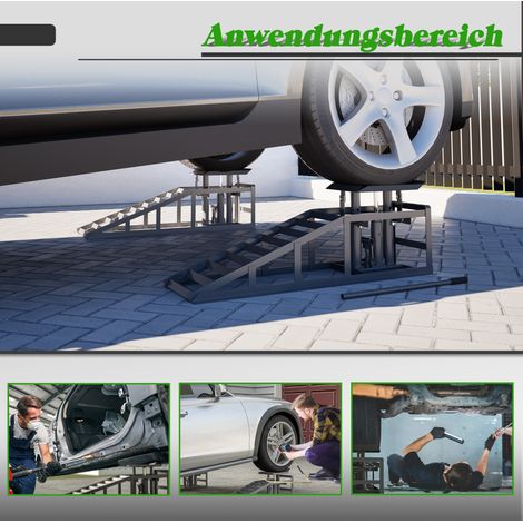 Paar verstellbare Stahl-Autobühnenrampen grau 2000 kg (1/2)