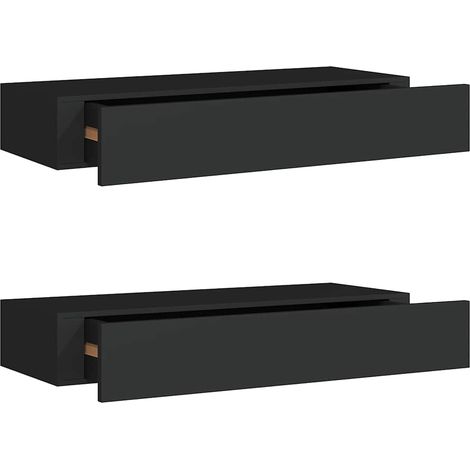 Maison Exclusive - Wandregale mit Schubladen 2 Stk. Schwarz 60x23 (1/5)