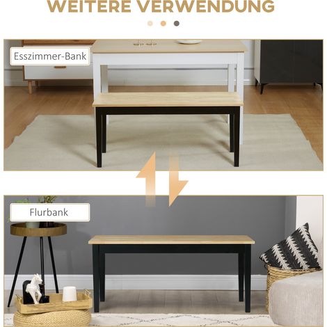 Banc 2 places en pin massif, banquette de cuisine et salon, charge max 220 kg, bois naturel, 102x36x45 cm, solide et élégant (1/5)