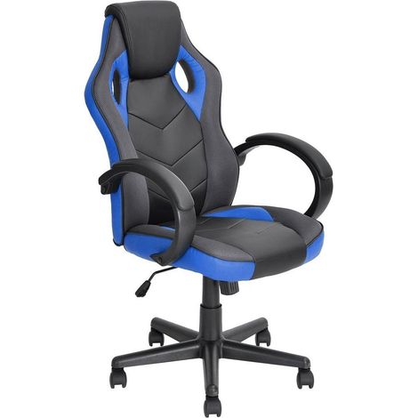 Chaise de Gaming Fauteuil de Bureau Directionnel Roues Pivotantes Sport Racer Directionnel Bureau Racing Présidentielle Maison Étude Chaise De Bureau Hauteur Réglable Bleu (1/5)