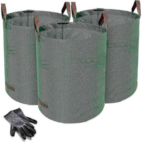 Lot de 3 sacs poubelle de jardin extra-épais. capacité de 272 litres. réutilisables. en tissu. (1/5)