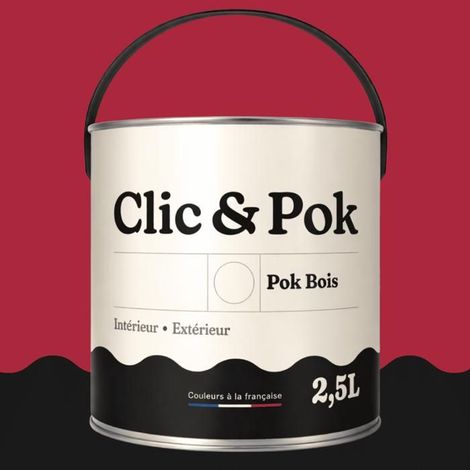 Peinture Bois Extérieur – POK BOIS - 2,5L - RAL 3027 - Rouge framboise- Résistante aux intempéries - Ne s'écaille pas