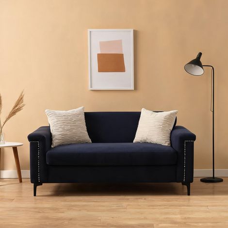 Canapé 2 places design scandinave en lin et bois massif 172 x 72 (1/5)