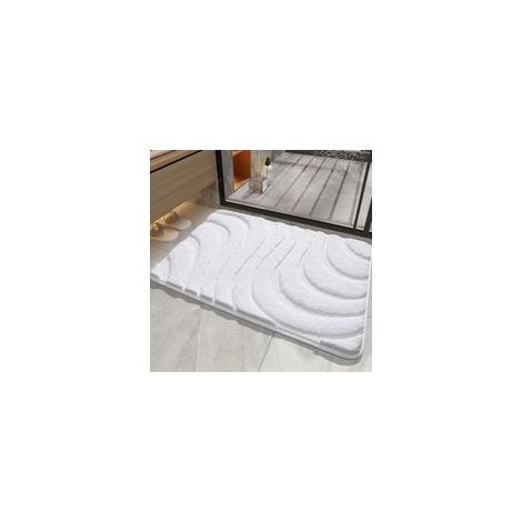 Tapis de Bain 40 x 60 cm Blanc, Microfibre Tapis Salle de Bain, Tapis Bain Antiderapant, Extra Absorbant, Tapis de Salle de Bain Moelleux (1/4)