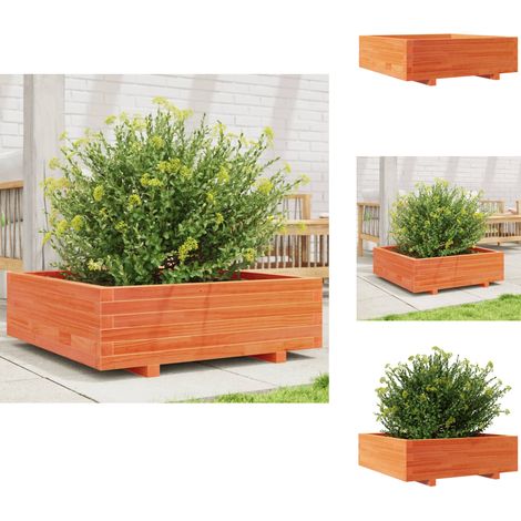 Jardinière cire marron 80x80x26,5 cm bois de pin massif - Jardinier - Pot De Fleurs - Bac À Plantation - Bois De Pin - Jardinerie (1/5)
