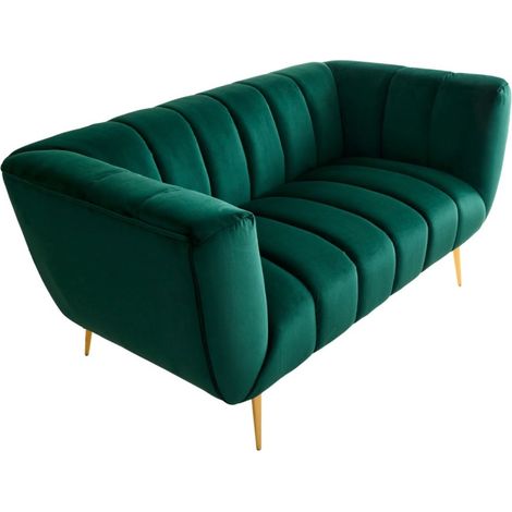 Sofa NORA 2-Sitzer in Smaragdgrün – Schickes Samtsofa mit Metallfüßen