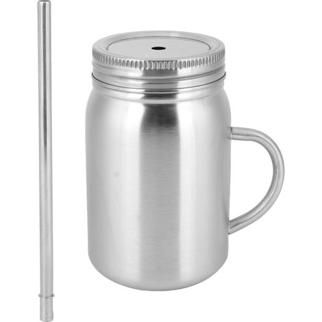 Bouteille d'eau isotherme portable de 500 ml en acier inoxydable à double paroi avec poignée (1/5)