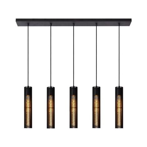 Lampadario Lucide Lionel 5 luci E27 nero dimmerabile (1/5)