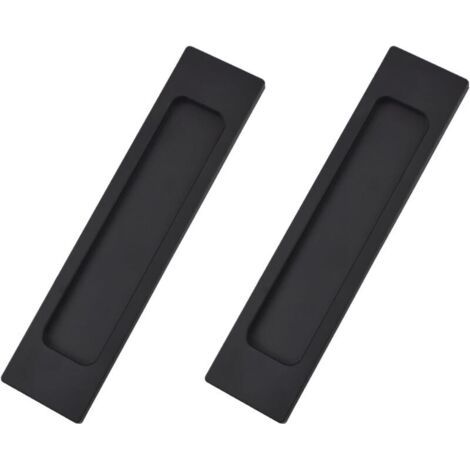 Lot de 2 poignées de porte coulissantes rectangulaires auto-adhésives en alliage d'aluminium noir mat sans perforation pour portes coulissantes, fenêtres et armoires (1/5)