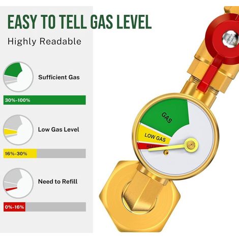 Connecteur de gonflage pour bouteille de propane avec adaptateur de gaz lumineux pour montre + matière première dorée (1/4)