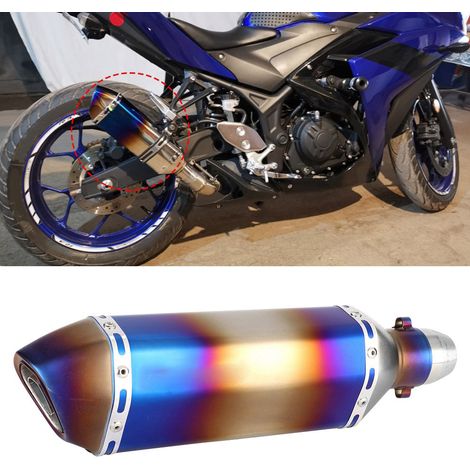 Silencieux d'échappement arrière universel 51 mm en acier inoxydable pour moto, bleu (1/5)