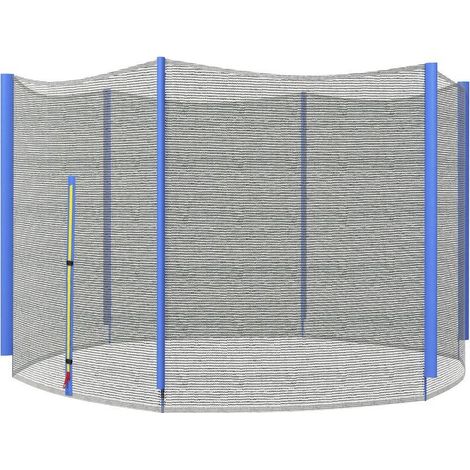 Filet de protection pour trampoline Ø 305 cm – 6 poteaux droits – Polyéthylène résistant aux intempéries – Porte à fermeture éclair 120 cm (1/4)