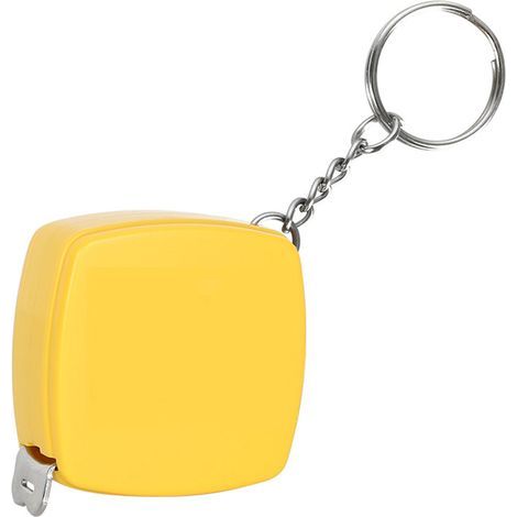 Ruban à mesurer métrique mini avec clé d'accroche en plastique et jaune (1/4)