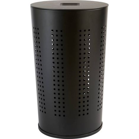 Cesto portabiancheria glass in metallo e legno nero 45l - 5five